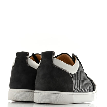 Christian Louboutin Suede Mesh Mens Louis Junior Spikes Orlato Flat Sneakers 42.5 Version Black White 5 of 13
