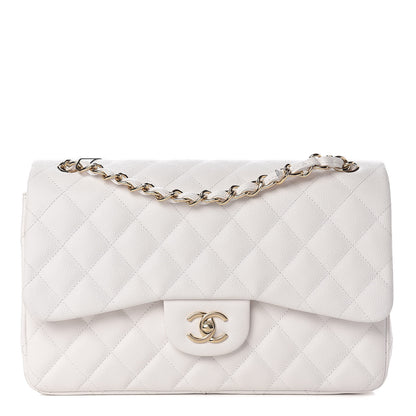 Chanel Caviar Quilted Jumbo Double Flap White 1 of 12