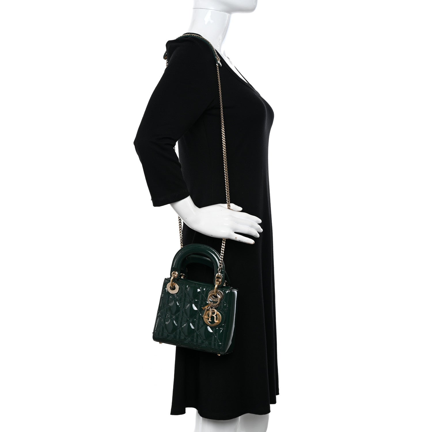 Christian Dior Patent Cannage Mini Lady Dior Dark Green 2 of 11