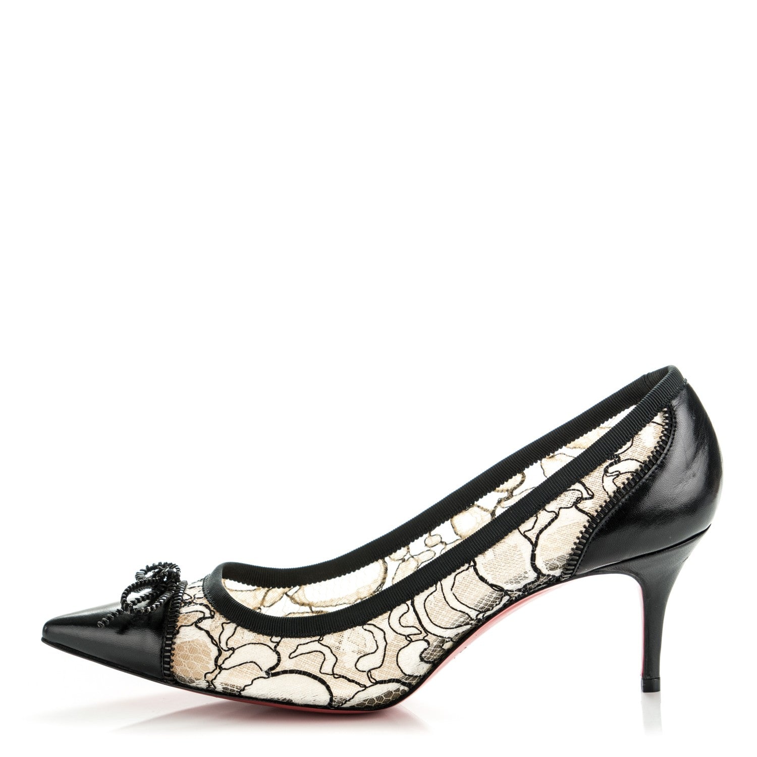 Christian Louboutin Lace Souris 70 Pumps 38.5 Black White 1 of 7