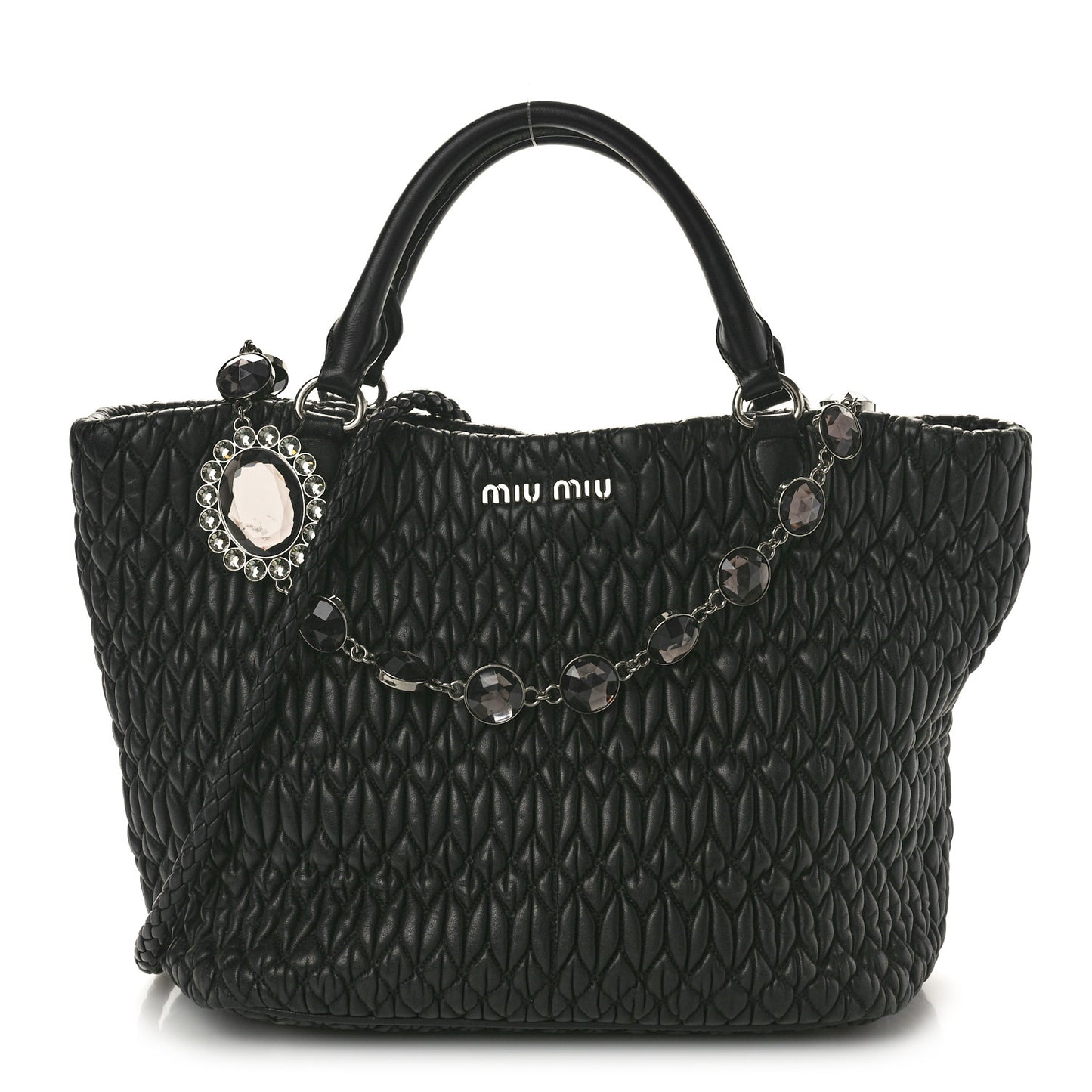 Nappa Matelasse Swarovski Crystal Tote Black