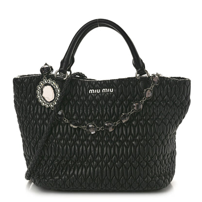 Miu Miu Nappa Matelasse Swarovski Crystal Tote Black 1 of 12