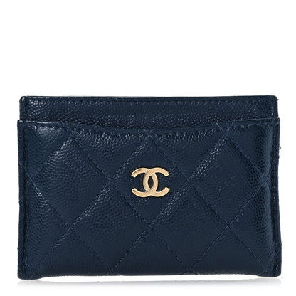 Chanel Caviar Quilted Card Holder Navy 1 of 14