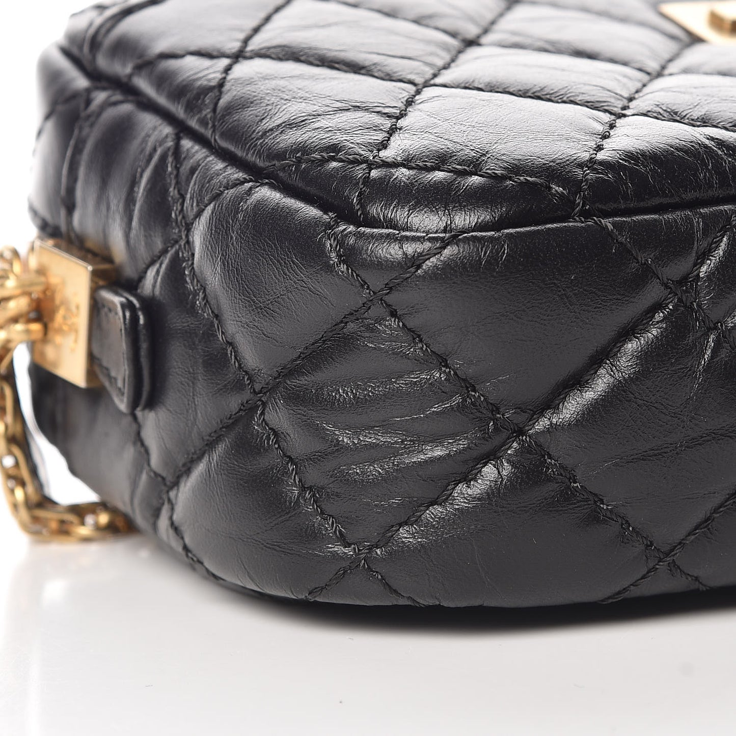 Aged Calfskin Quilted Mini Reissue Camera Case Black