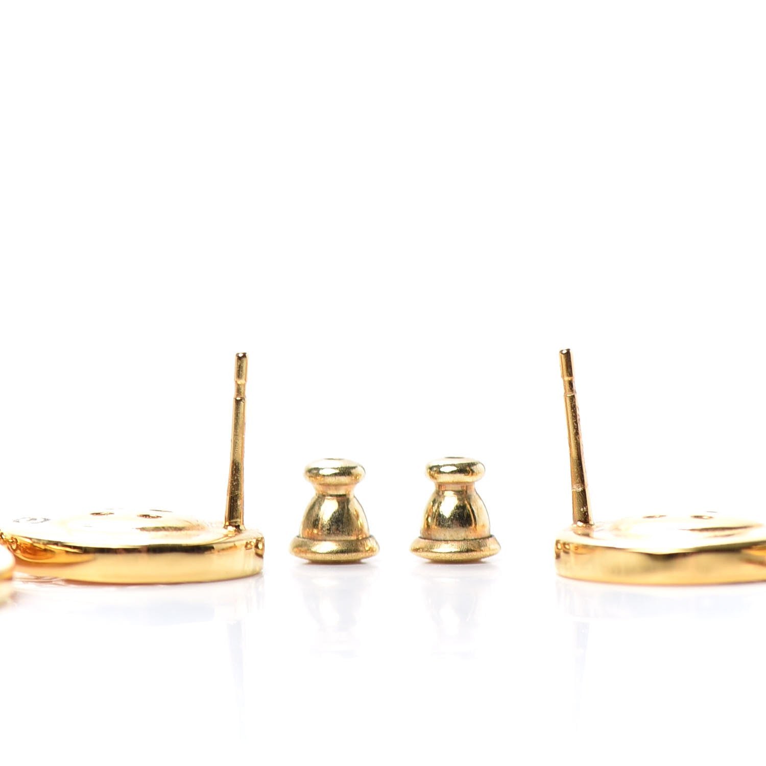 Chanel Metal Large Paris Button Earrings Gold 3 of 4