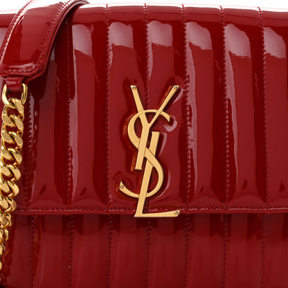 Saint Laurent Patent Calfskin Matelasse Medium Vicky Chain Bag Rouge Eros 7 of 12