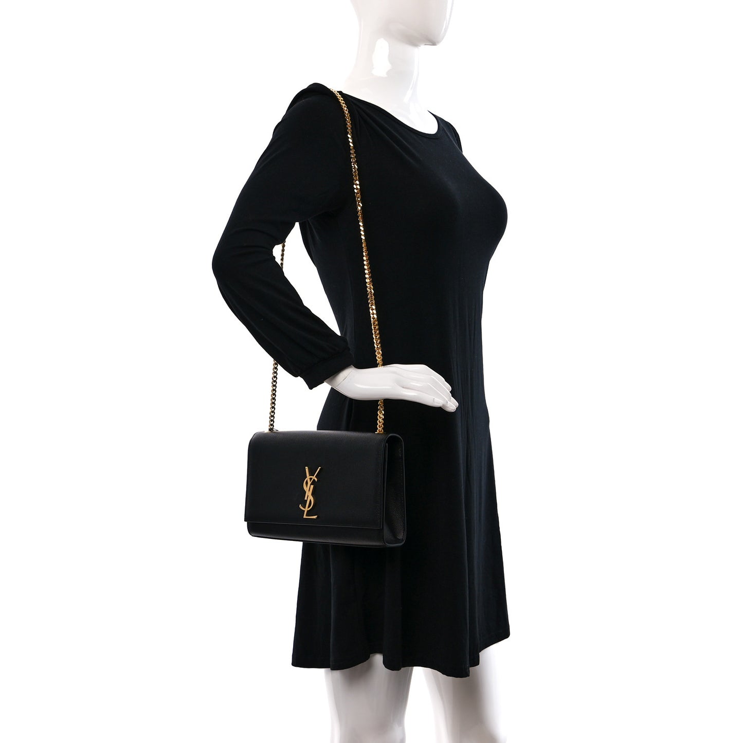 Grain De Poudre Medium Classic Monogram Kate Satchel Black