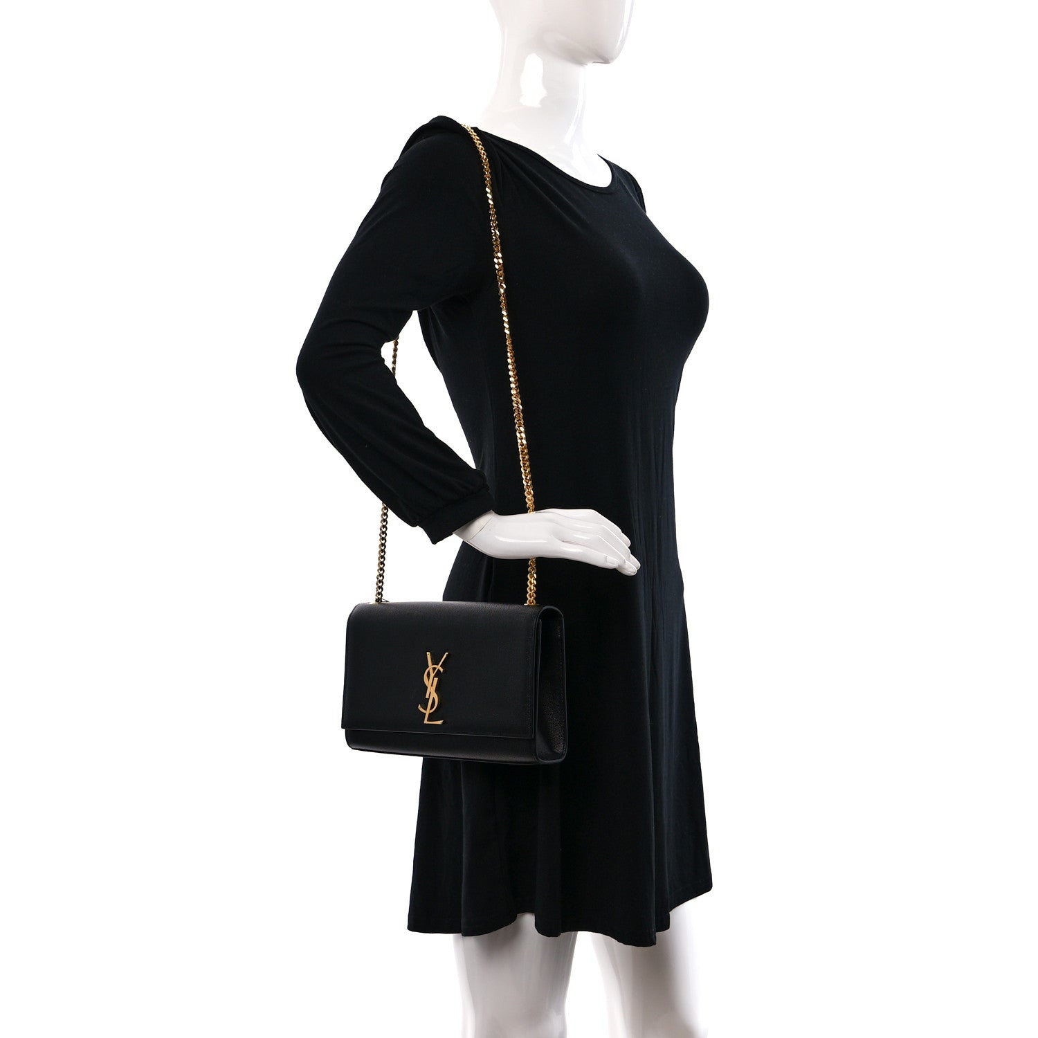 Saint Laurent Grain De Poudre Medium Classic Monogram Kate Satchel Black 2 of 11