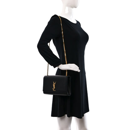 Saint Laurent Grain De Poudre Medium Classic Monogram Kate Satchel Black 2 of 11
