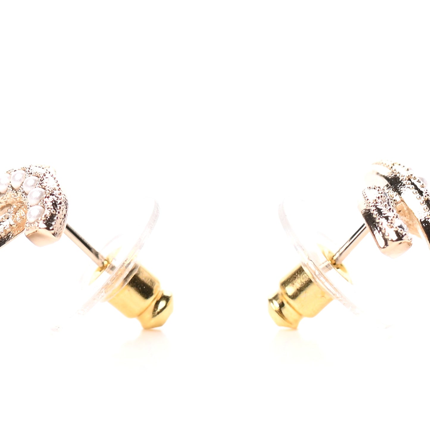 Crystal Pearl CC Earrings Gold