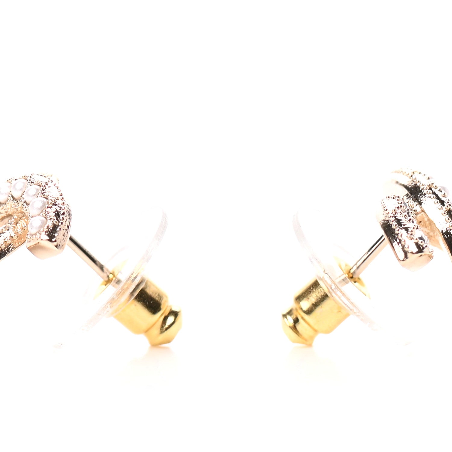 Chanel Crystal Pearl CC Earrings Gold 3 of 5
