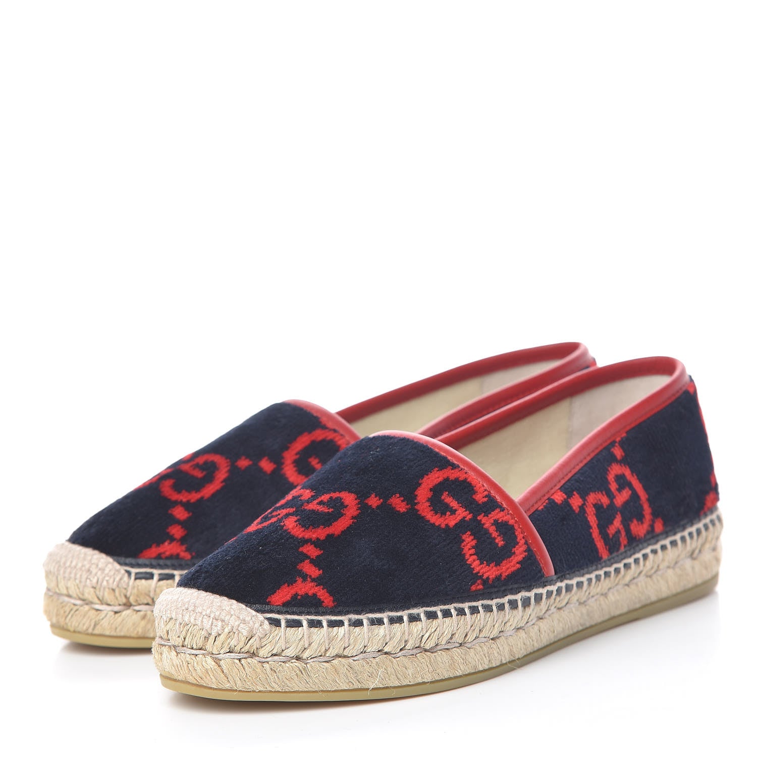 Gucci Terry Cloth GG Monogram Espadrilles 35.5 Blue Red 3 of 12