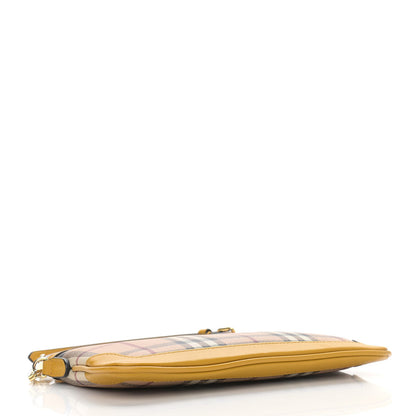 Burberry Haymarket Check Small Peyton Crossbody Clutch Bag Yellow 4 of 12