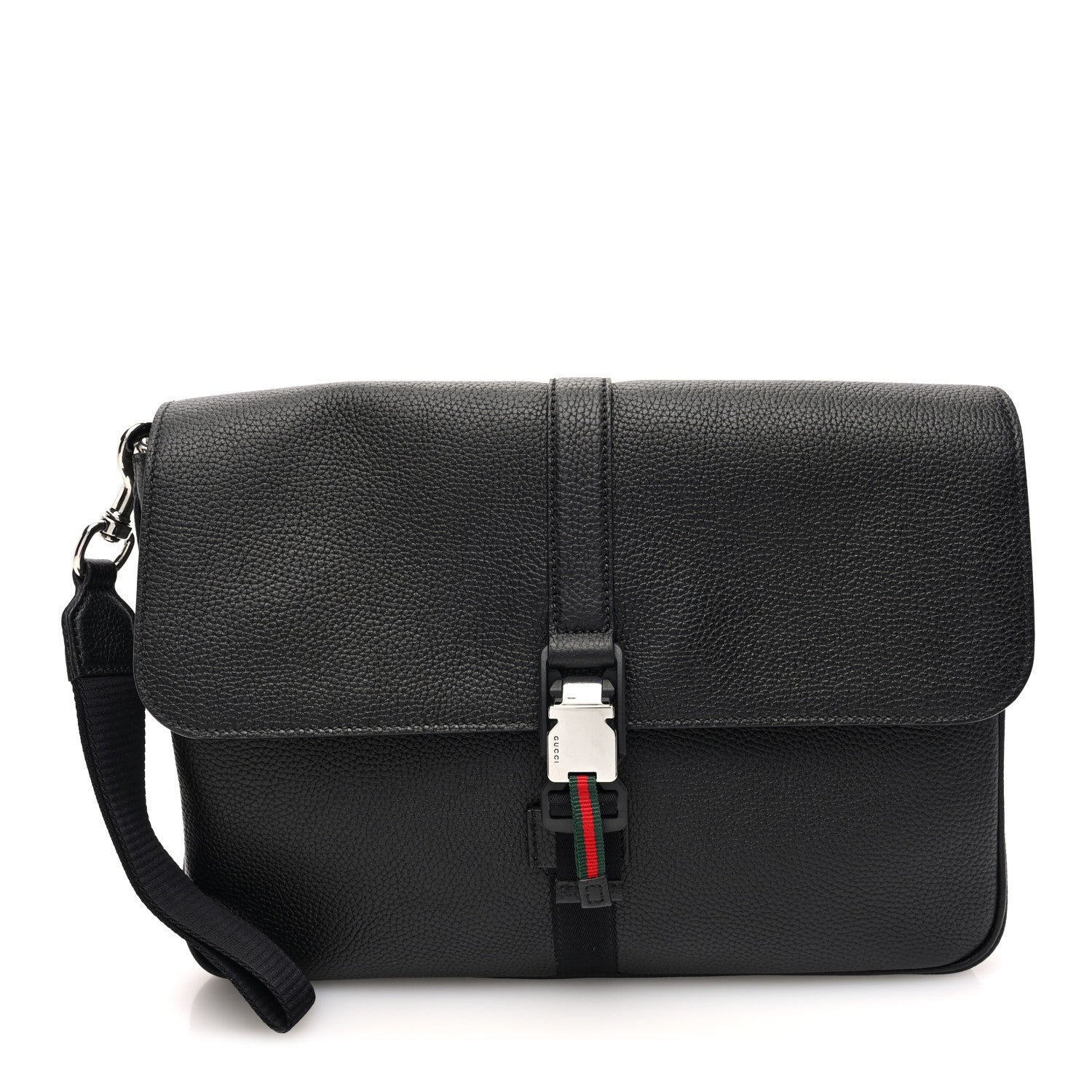 Gucci GG Calfskin Web Medium Business Case Black 1 of 9