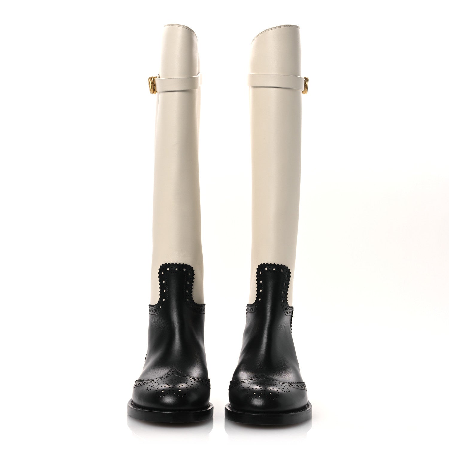 Christian Dior Calfskin Empreinte High Boot 38 White Black 3 of 12