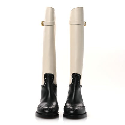 Christian Dior Calfskin Empreinte High Boot 38 White Black 3 of 12