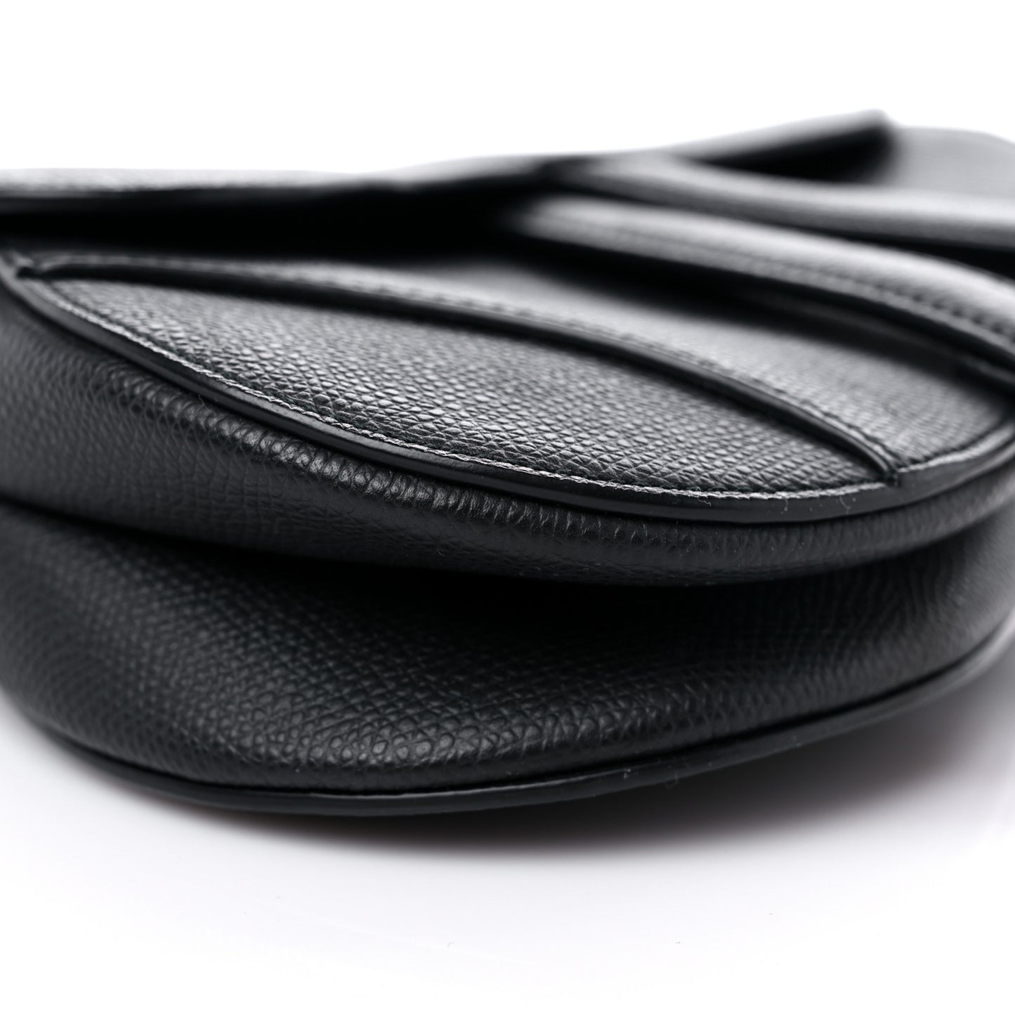 Grained Calfskin Mini Saddle Bag Black