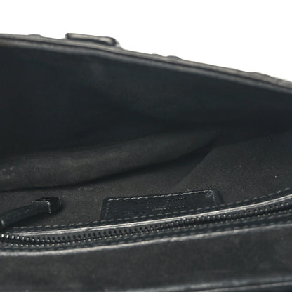 Christian Dior Calfskin Embossed Oblique Saddle Bag Black 5 of 10
