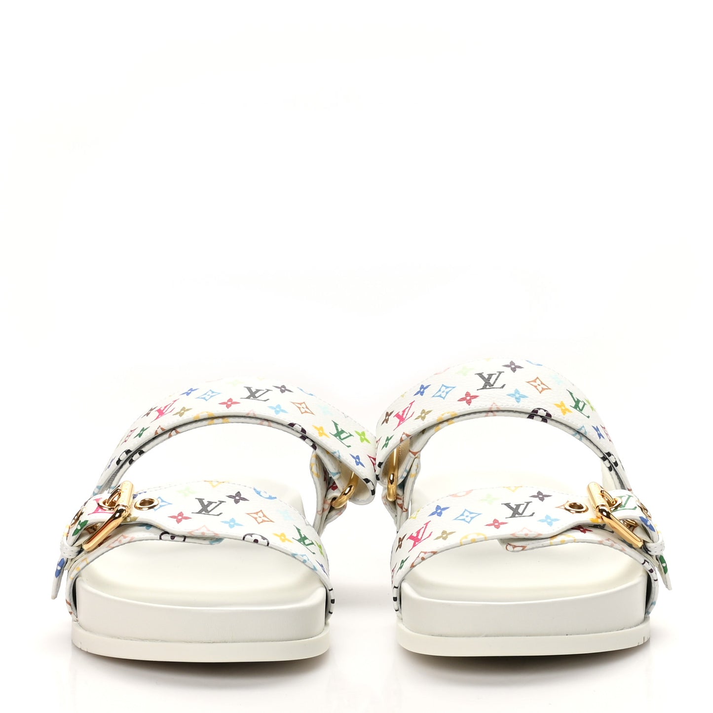 LV X TM Monogram Multicolor Bom Dia Comfort Mule Sandals 39.5 White