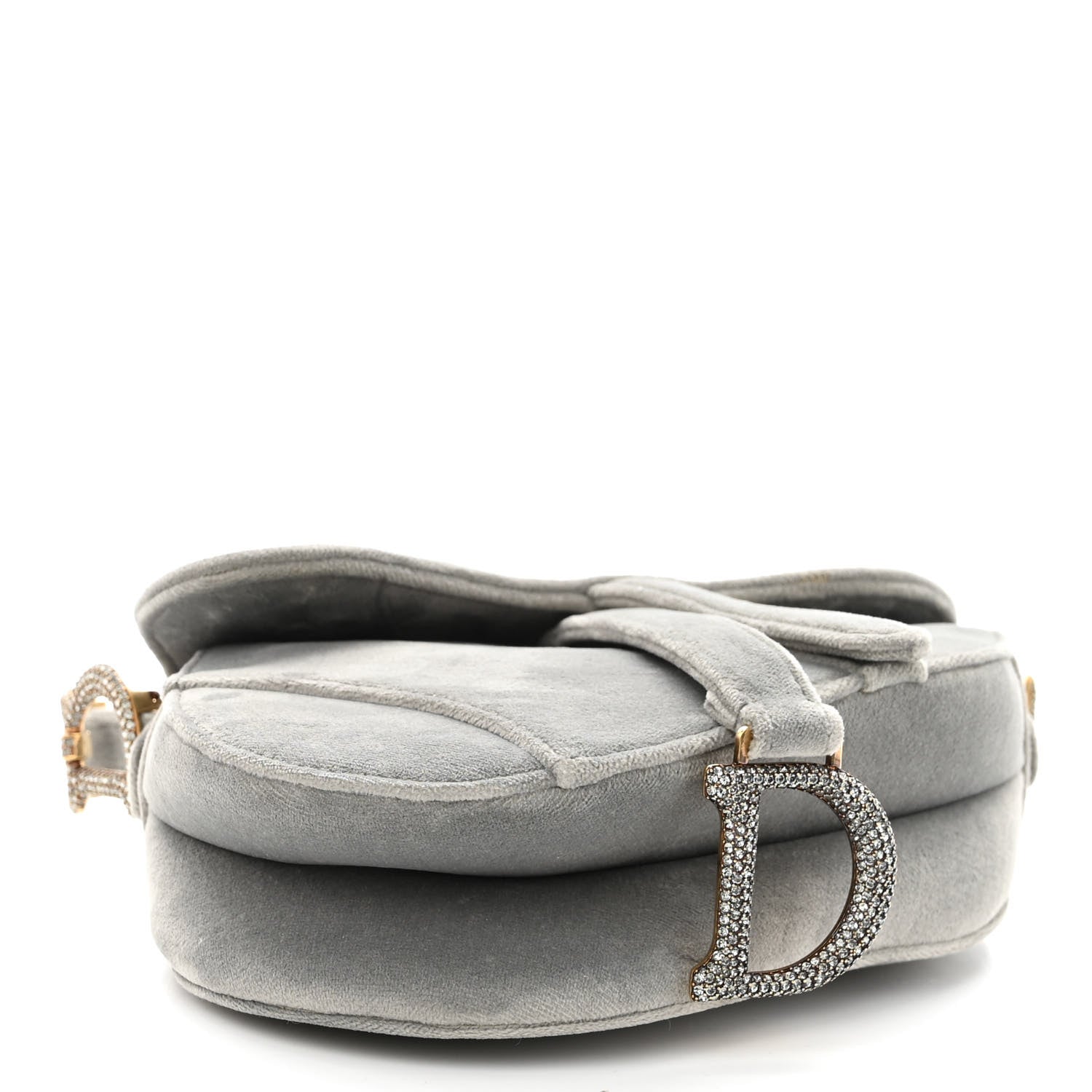 Christian Dior Velvet Crystal Mini Saddle Bag Grey 4 of 9