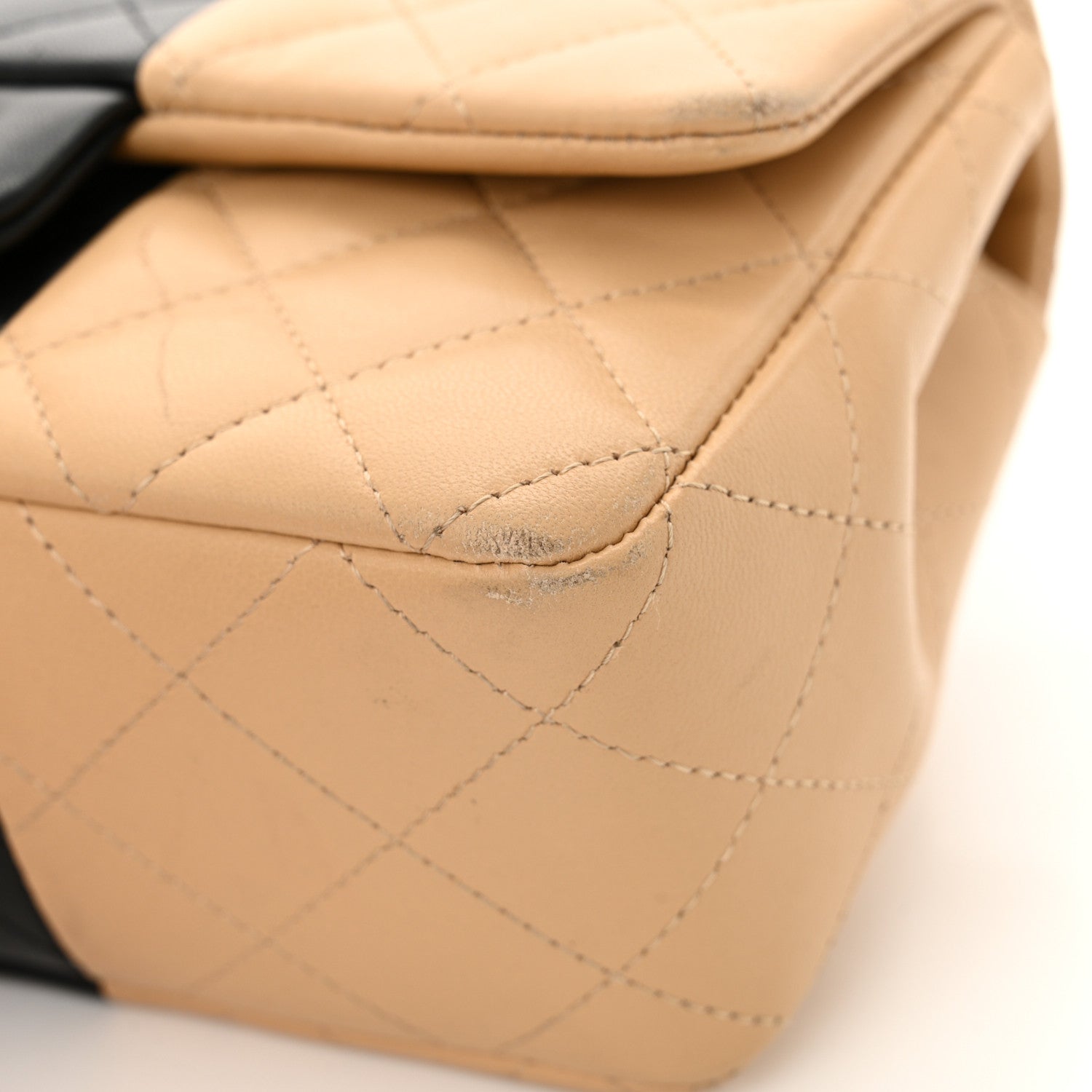 Chanel Lambskin Quilted Mini Rectangular Flap Beige Black 16 of 18