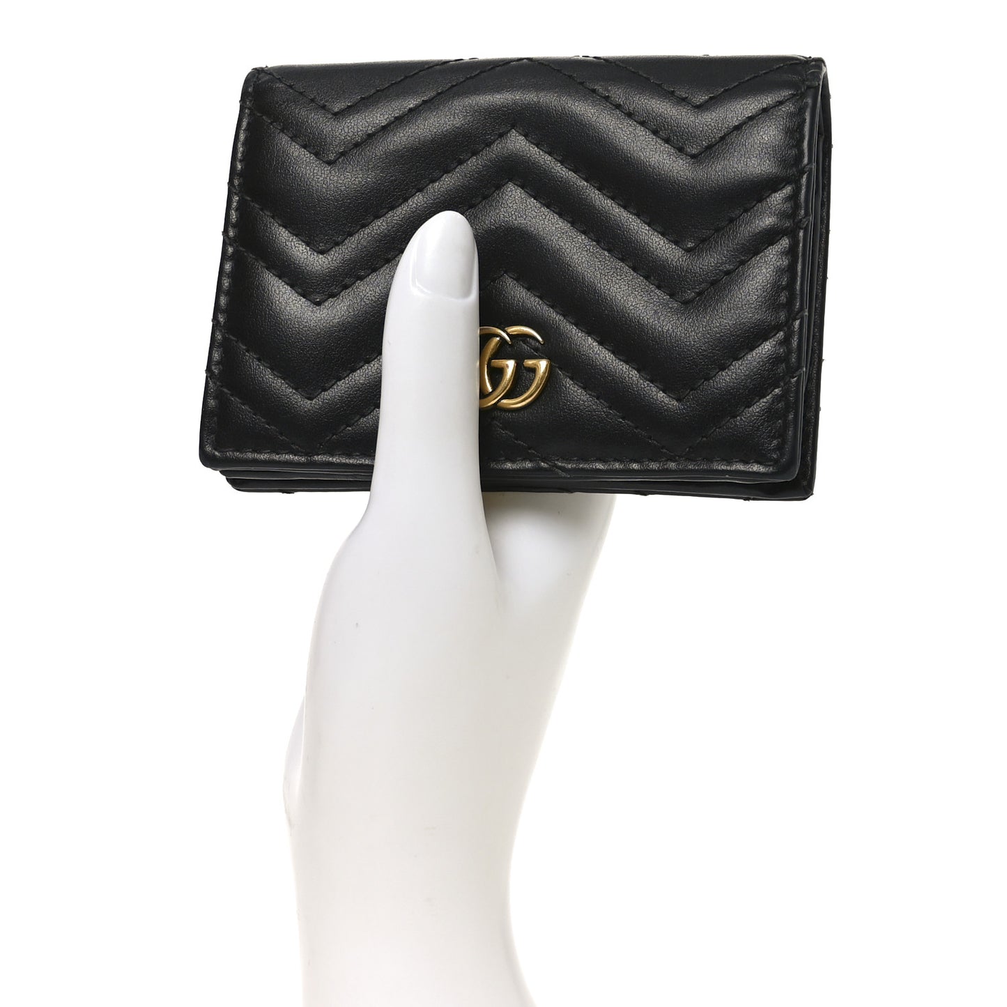 Calfskin Matelasse GG Marmont Card Case Wallet Black