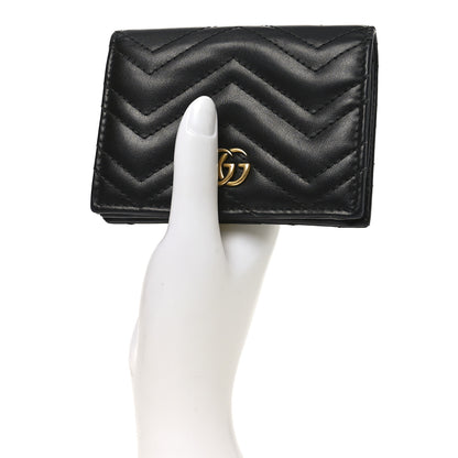 Gucci Calfskin Matelasse GG Marmont Card Case Wallet Black 2 of 8