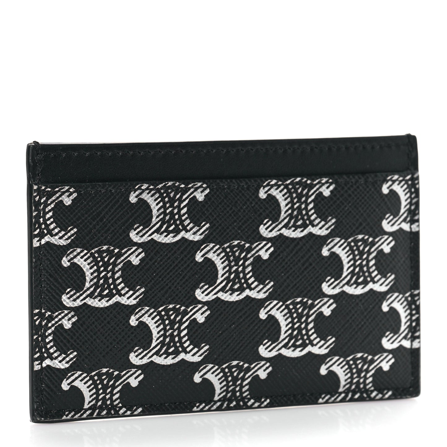 Triomphe Canvas Card Holder Silver Black