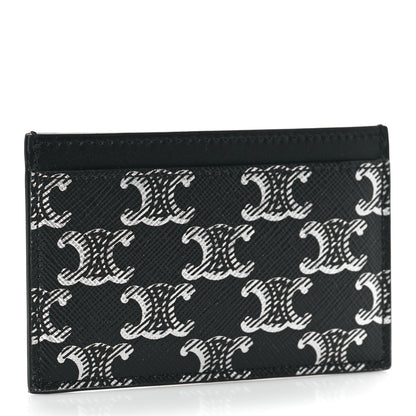 Celine Triomphe Canvas Card Holder Silver Black 3 of 9