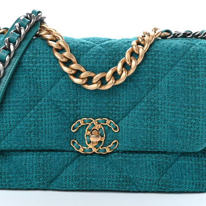 Chanel Tweed Quilted Medium Chanel 19 Flap Green 8 of 10