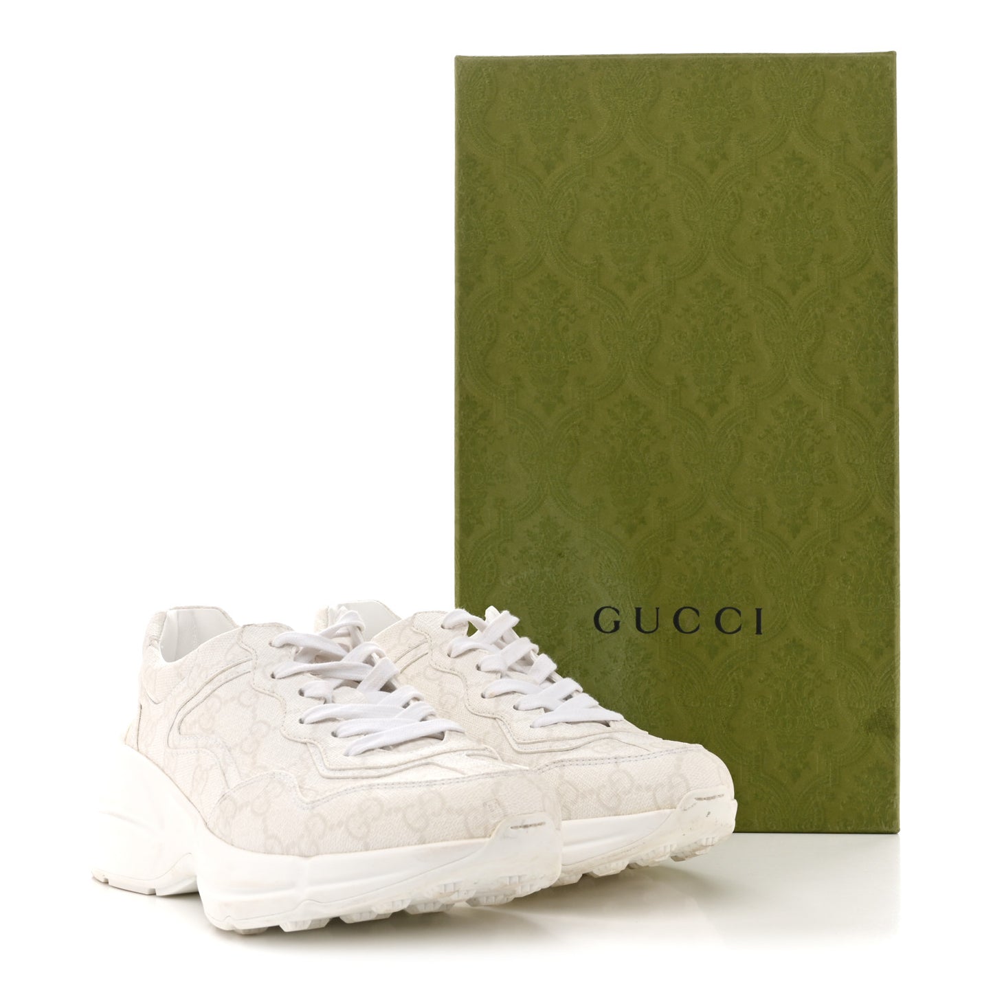 GG Supreme Monogram Womens Rhyton Sneakers 36.5 White