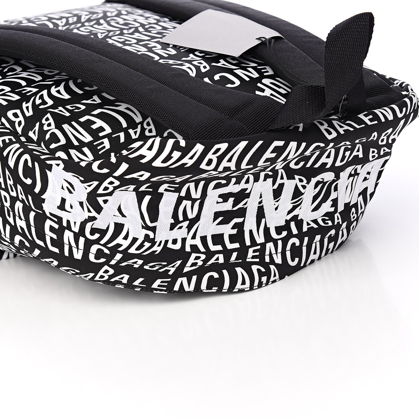 Nylon Wave Logo Printed Wheel Backpack Black White