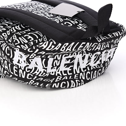 Balenciaga Nylon Wave Logo Printed Wheel Backpack Black White 9 of 10