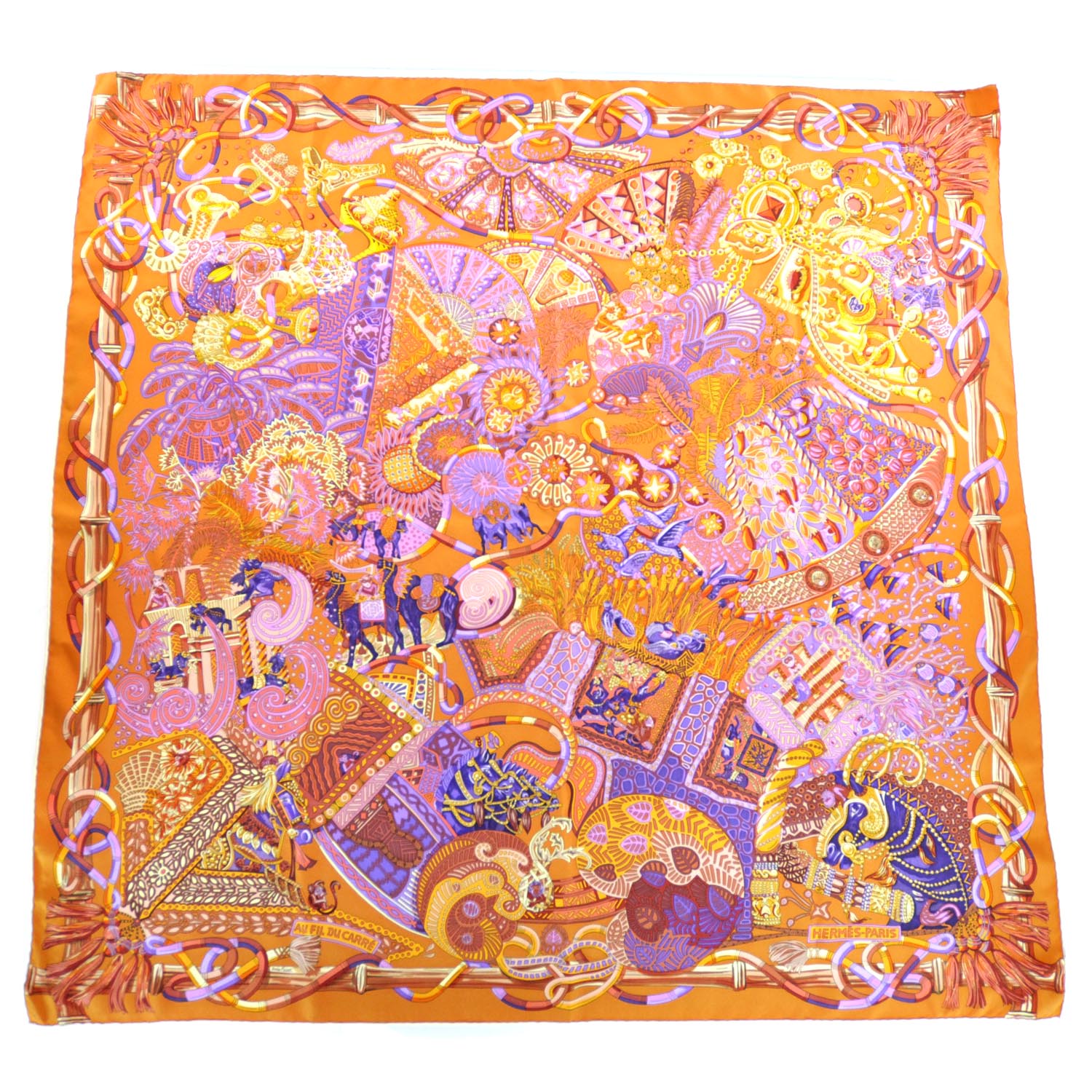 Hermes Silk Au Fil Du Carre Scarf 90 1 of 11