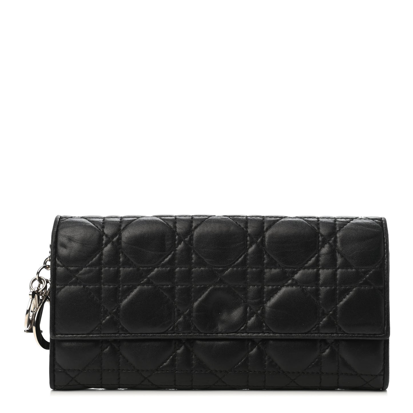 Lambskin Cannage Lady Dior Rendezvous Wallet On Chain Black