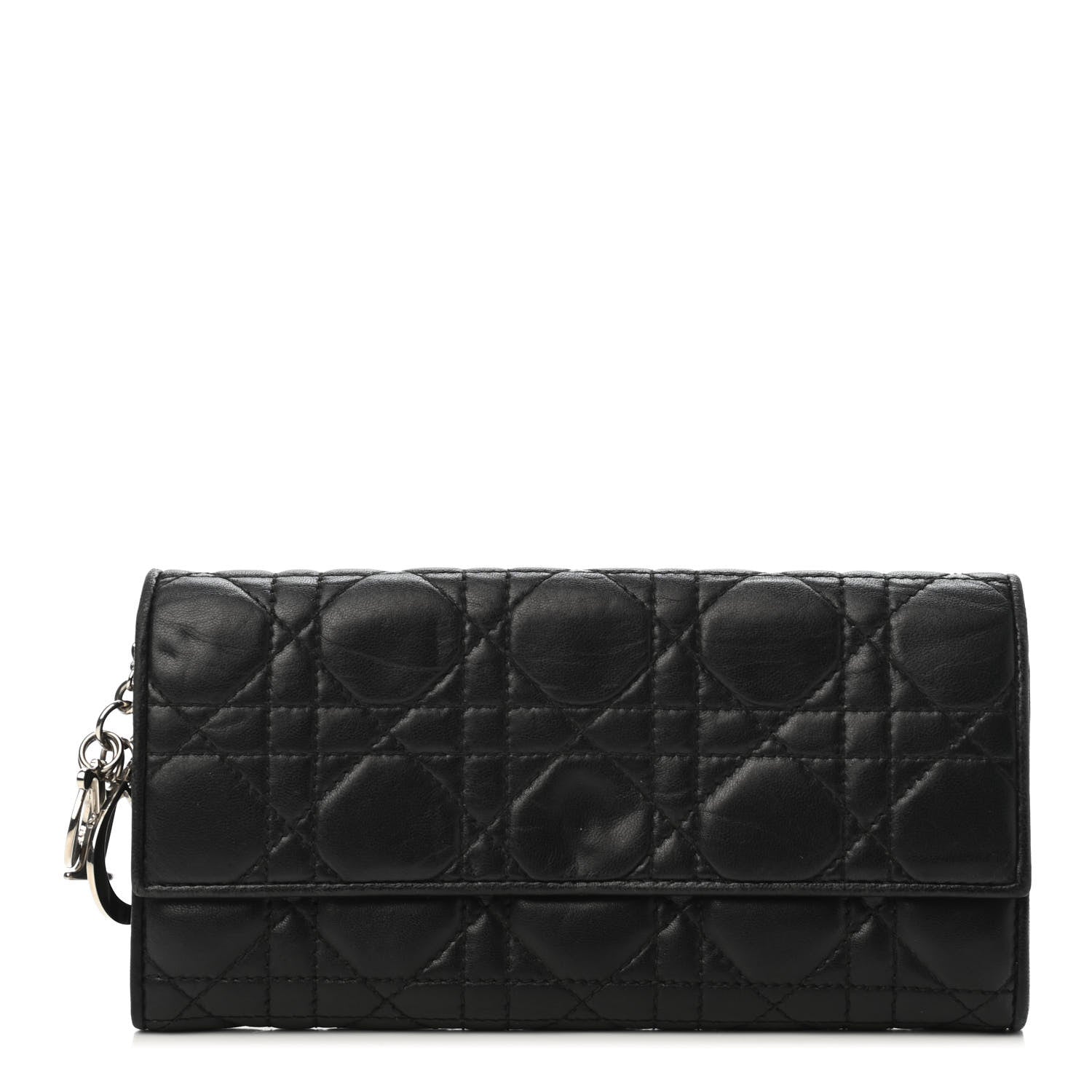 Christian Dior Lambskin Cannage Lady Dior Rendezvous Wallet On Chain Black 1 of 4