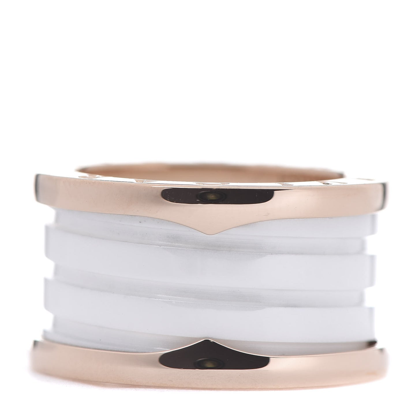 18K Rose Gold White Ceramic B.Zero1 Four-Band Ring 52 6