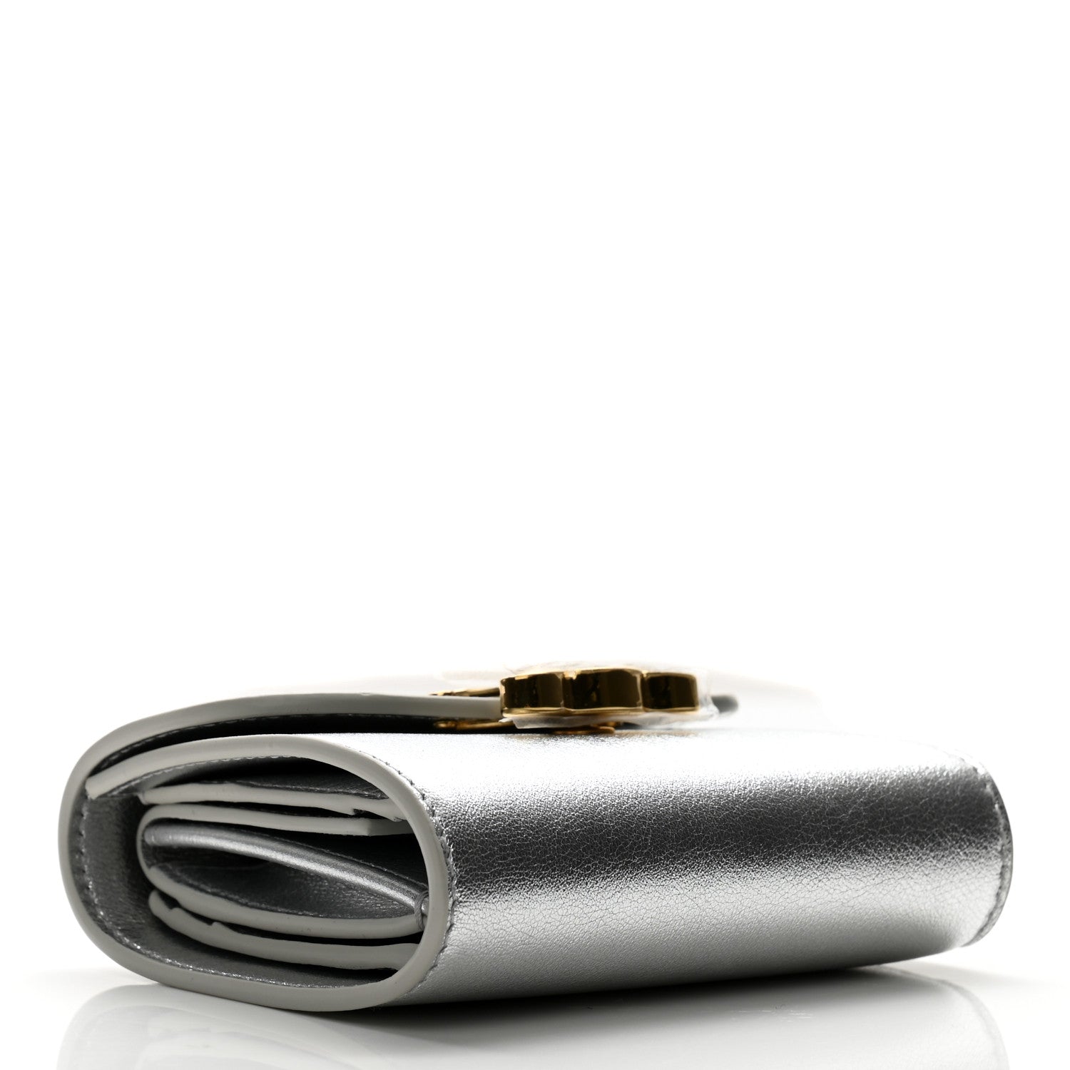 Celine Metallic Calfskin Small Triomphe Wallet Silver 4 of 8