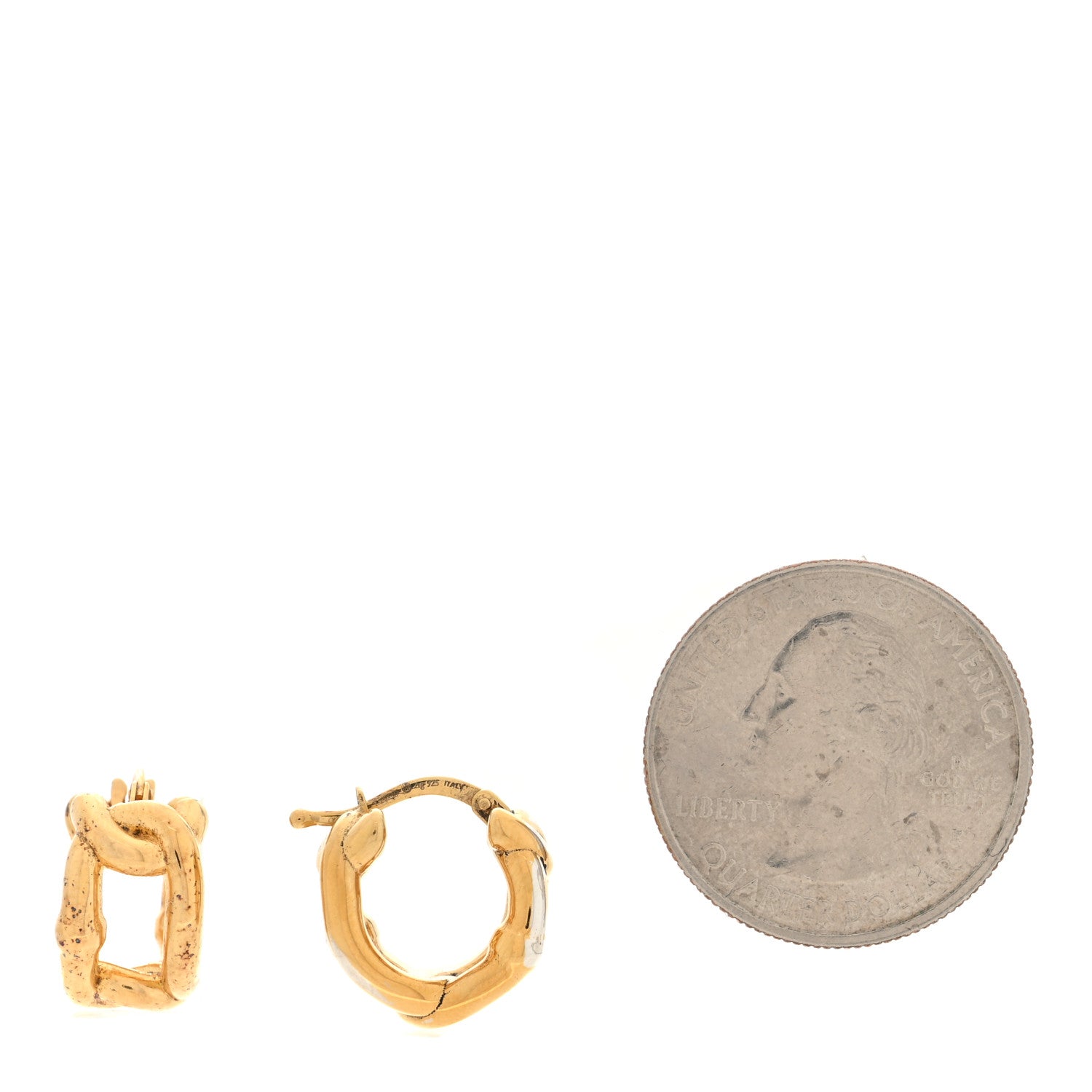 Bottega Veneta Sterling Silver Hoop Earrings Gold 2 of 4