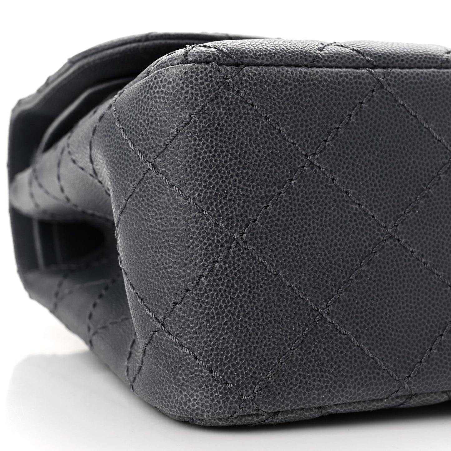 Washed Caviar Quilted Jumbo Double Flap Dark Grey
