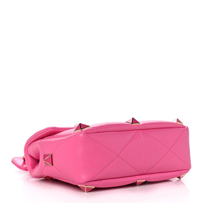 Valentino Garavani Nappa Enamel Medium Roman Stud Shoulder Bag Feminine Pink 4 of 11