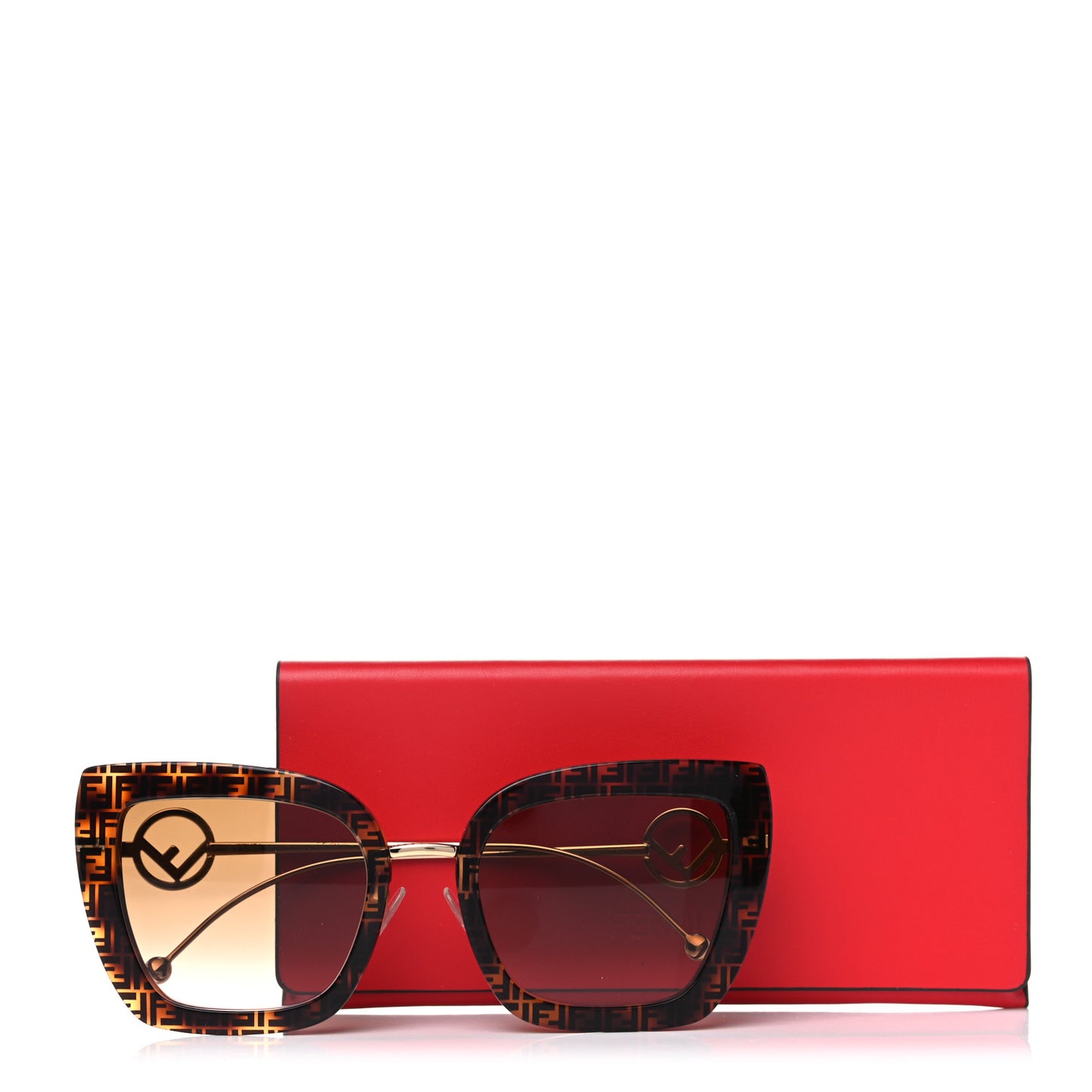 Acetate Metal F is Fendi FF Square Cat Eye Sunglasses FF 0424/F/S Havana