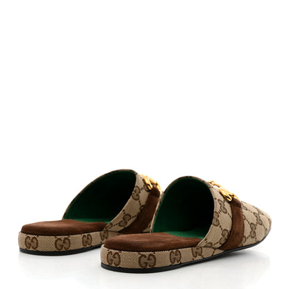 Gucci GG Monogram Suede Womens Horsebit Slippers 36.5 Beige Ebony Brown 4 of 9