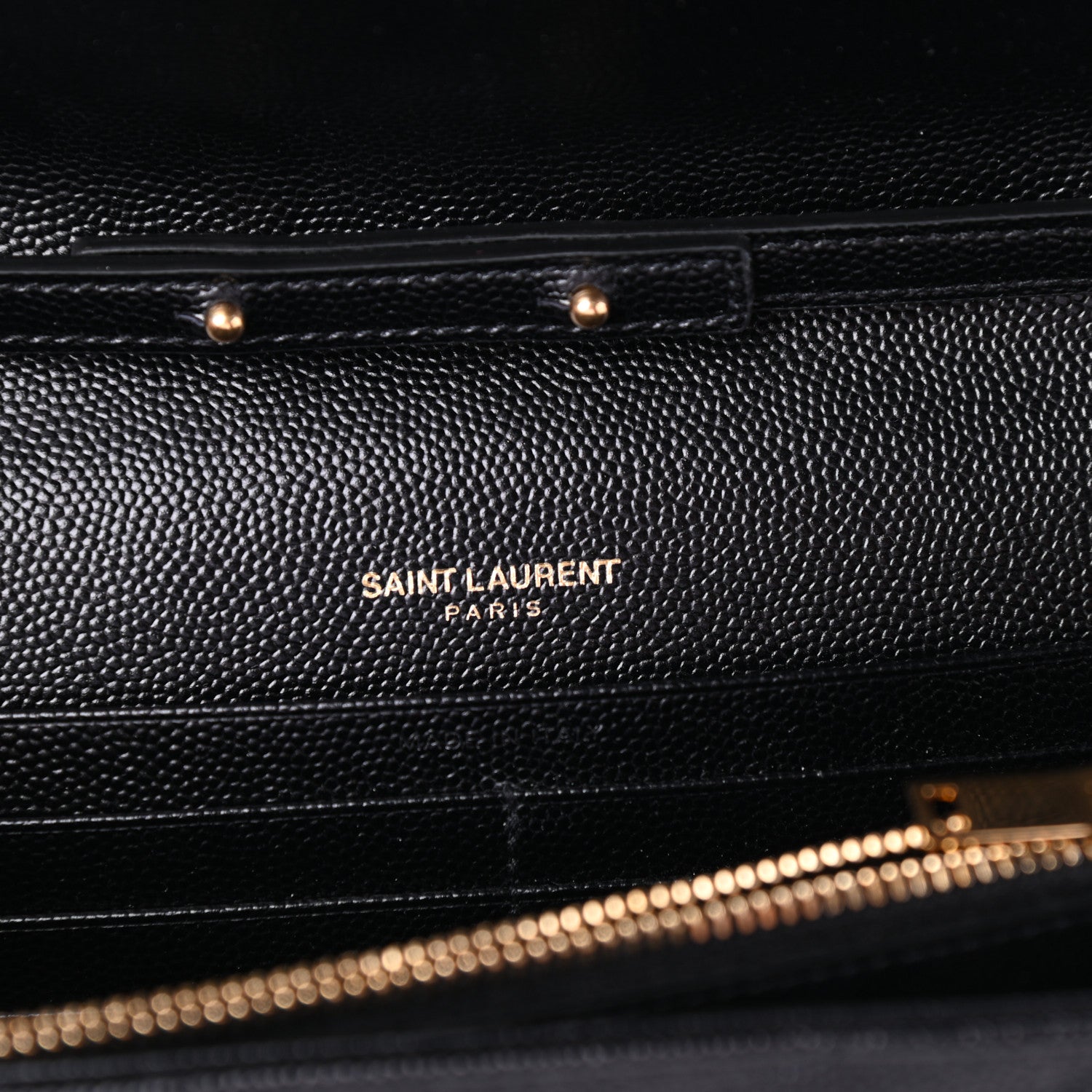 Saint Laurent Grain De Poudre Matelasse Chevron Monogram Chain Wallet Black 6 of 9