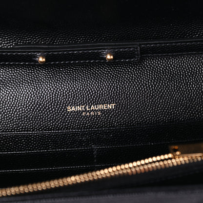 Saint Laurent Grain De Poudre Matelasse Chevron Monogram Chain Wallet Black 6 of 9