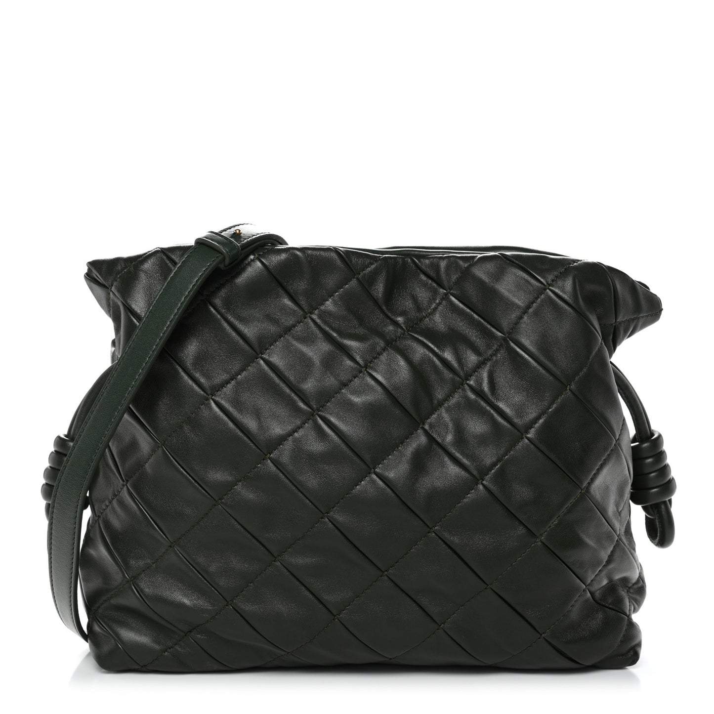 Calfskin Quilted Flamenco Knot Clutch Verde