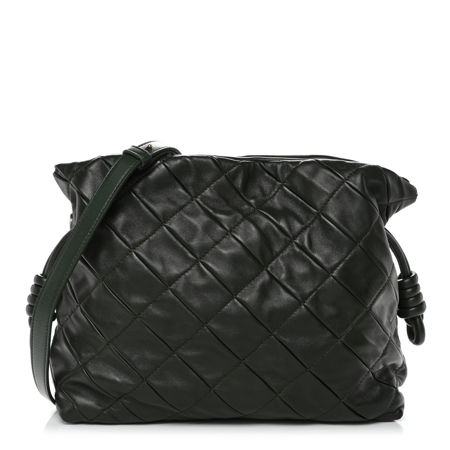 Loewe Calfskin Quilted Flamenco Knot Clutch Verde 1 of 10