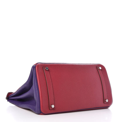 Hermes Togo Bi Color Horseshoe Birkin 35 Iris Rubis 5 of 14