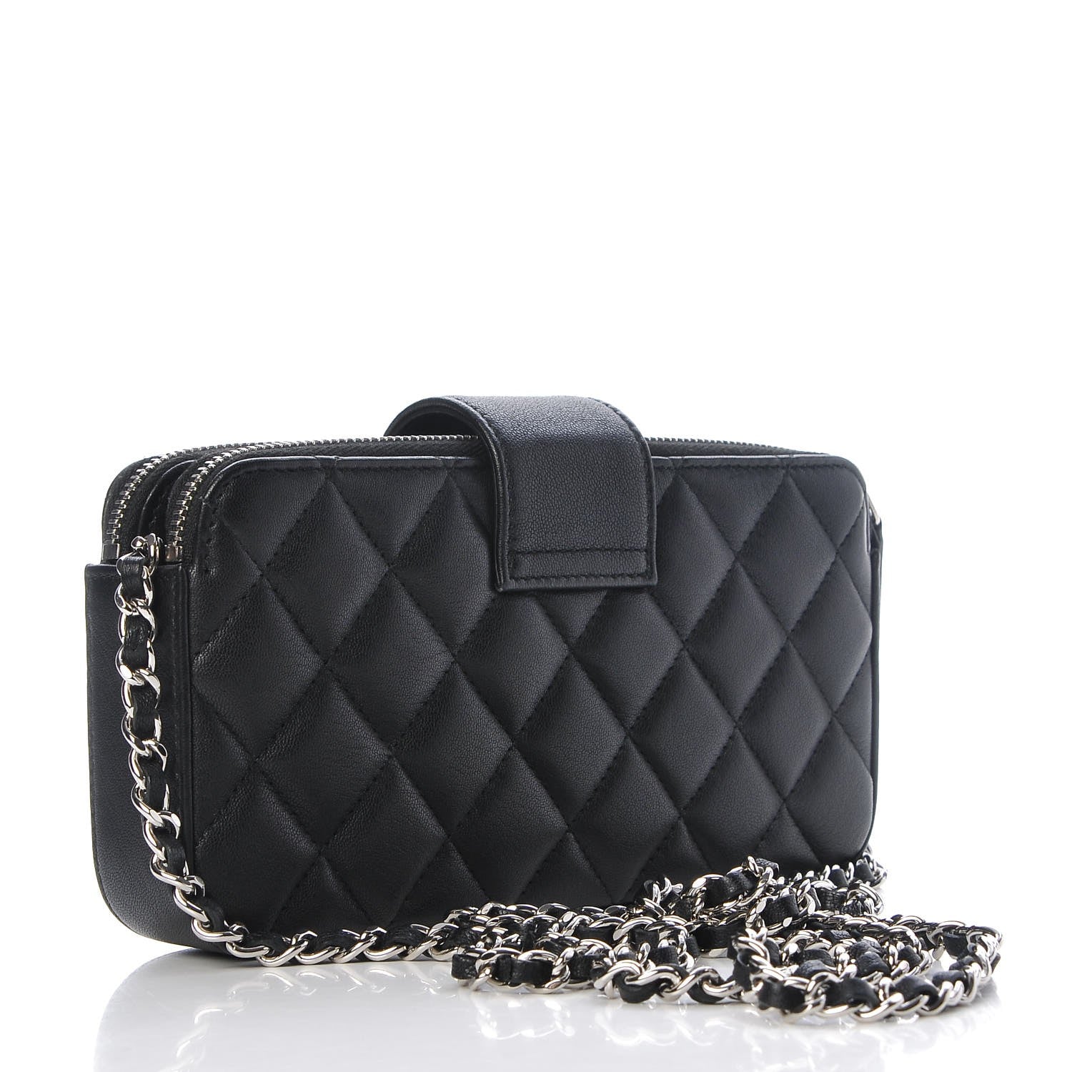 Chanel Lambskin Quilted CC Box Clutch With Chain Black 3 of 9