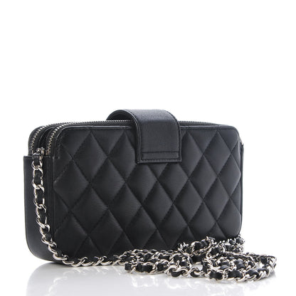 Chanel Lambskin Quilted CC Box Clutch With Chain Black 3 of 9